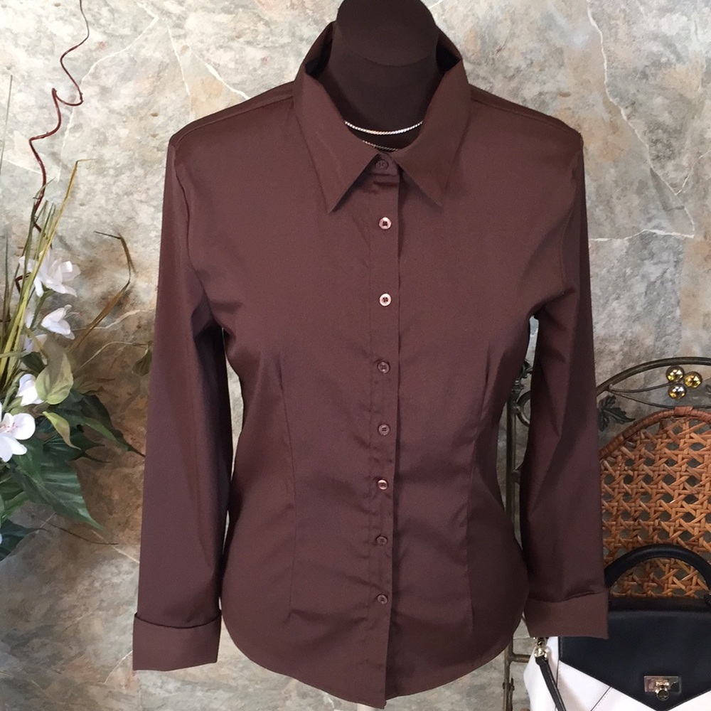 Cotton works stretch button shirt blouse top tunic